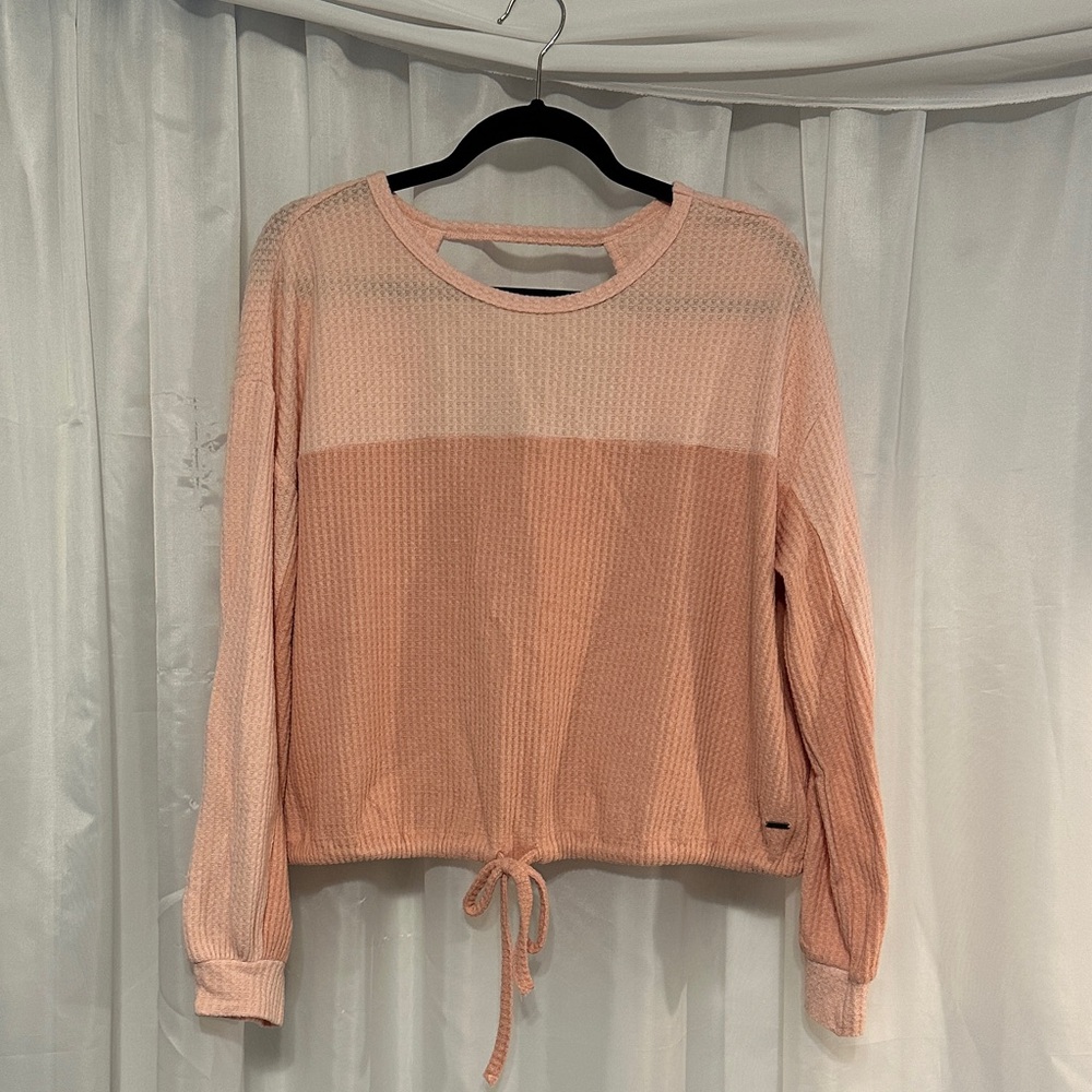 Hollister Women's Two-Toned Peach Cropped Knit Sweatshirt